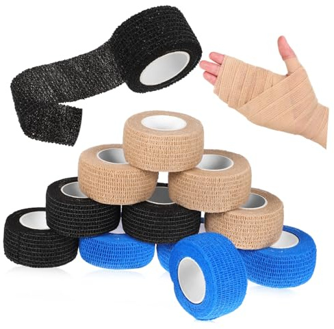 IWOWHERO 12 rouleaux Bande Élastique Auto-adhésive Sport Confortable Respirante pour Poignets et Strapping Sportif