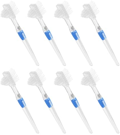 GOOHOCHY 8 Pièces Brosse à Dents Souple Double Tête pour Prothèses Dentaires Kit pour Nettoyage de Gouttières et Brosse Portative Ergonomique pour Seniors
