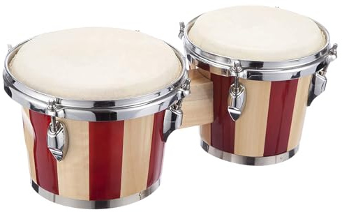 Wood Bongo Drums, Bongos para niños de madera, tambor de mano de madera profesional - Bongos de 6 pulgadas y 7 pulgadas, instrumento de percusión educativo para adultos