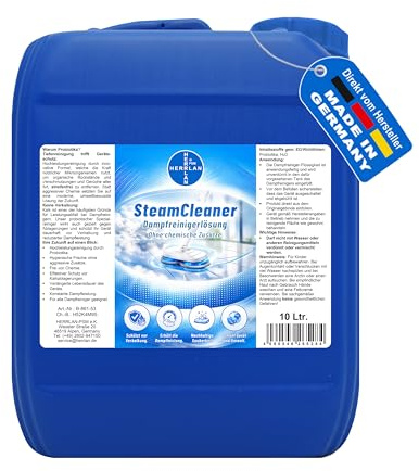 HERRLAN® SteamCleaner - 10 Liter HOCHLEISTUNGS Dampfreinigerlösung | CHEMIKALIENFREI - Probiotischer Reiniger für Dampfreiniger – Tiefenreinigung mit Probiotika – Made in Germany