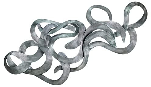 KunstLoft Wanddeko Metall | 100% HANDGEFERTIGT | 142x62x5cm | Wandbild Metall 'Schatzsuche' | Abstrakte Skulpturen | Silber | Wandskulptur | Metalldeko Wand Wohnzimmer
