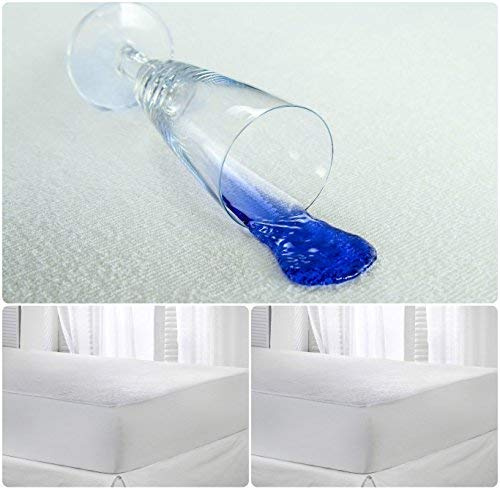 Voice7 Terry Waterproof Mattress Protector - Deep Fitted Sheet Style Terry Towelling Mattress Cover Base - 100% Cotton Non Noisy And Anti-Allergenic (Double)