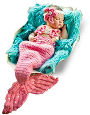Costume de Sirène en Crochet pour Nouveau-Né Accessoire de Photographie Fille/Garçon
