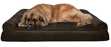 Furhaven Orthopedic Dog Bed for Large Dogs w/ Removable Bolsters & Washable Cover, For Dogs Up to 125 lbs - Plush & Suede Sofa - Espresso, Jumbo Plus/XXL