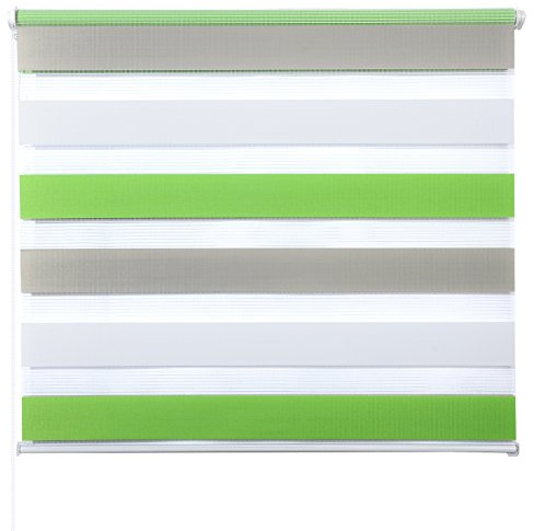 Laneetal Doppelrollo ohne Bohren Klemmfix, Duo Rollo Seitenzugrollo mit Klämmträgern, Sicht und Sonnenschutz für Fenster Tür Wand, lichtdurchlässig u. Verdunkelnd (Weiß+Grün+Grau, 80 x 150 cm)