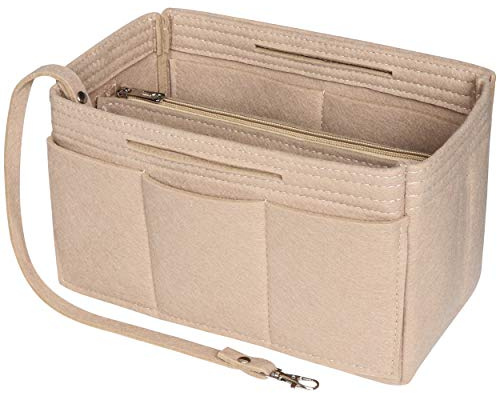 Soyizom Filz Tote Handtasche Organizer 2in1 Pouch (Beige, Medium)