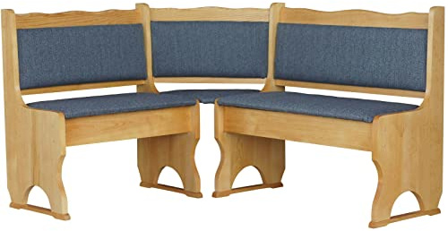 k koma Polster Eckbank Kiefer Holz, Alder Farbe mit Polsterung MASSIVHOLZ - NEU GRAU DUNKEL (100 x 120)
