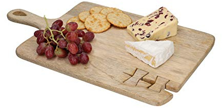 KitchenCraft Serenity - Tagliere da portata con design Wabi Sabi, in legno di mango, marrone, 27,5 x 50 cm