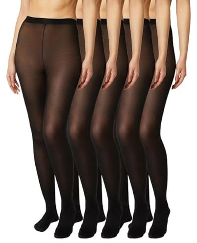 FM London 5-Pack Tights for Women - Comfortable Women's Tights with Stretch Fit Design - 40 Denier - Available in Black, Nude & Navy Colours - Soft and Durable Construction for All Occasions