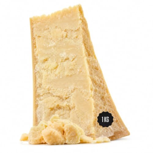 GUSTOEMILIA Mountain Parmigiano Reggiano Ost 30 Månader Lagrad - Idealisk för Pasta, Bröd, Sallader, Snacks och Frukter - Italiensk Lagrad Parmesanost 2,2 lb (1 kg)