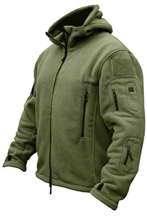 Onsoyours Giubbotto da Uomo Giacca a Vento Termico Softshell Giubbotti Invernali Giubbotto da Lavoro Giacca Trekking Tattico Militare con Cappuccio per Caccia A Verde XS