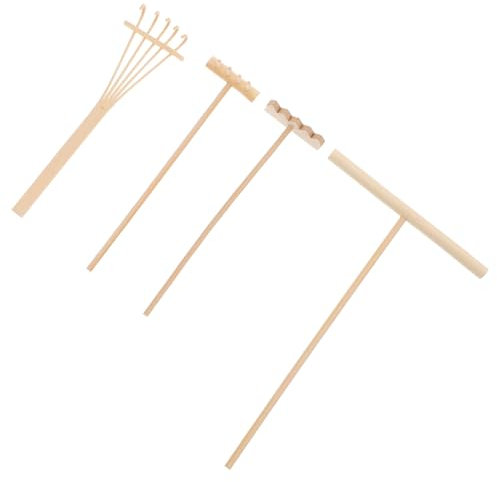 Healifty Rastrello Di Bambù Mini Per Giardinaggio 4 Pezzi Utensili Da Giardino Per Piante in Vaso E Decorazione Zen Dimensioni 18X11X0.8Cm