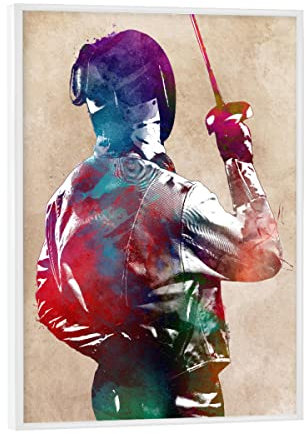 artboxONE Poster mit weißem Rahmen 18x13 cm Sport Fencing Sport - Bild Fencing Colorful fechten