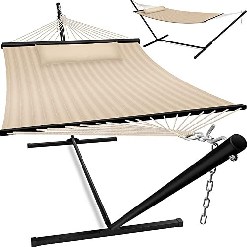 KESSER® Amaca con telaio e cuscino, Amaca doppia per 2 Persone, Portata 200 kg, Interno ed esterno, XXL, Sedia sospesa, Giardino, Piscina, Balcone, Terrazza - Beige