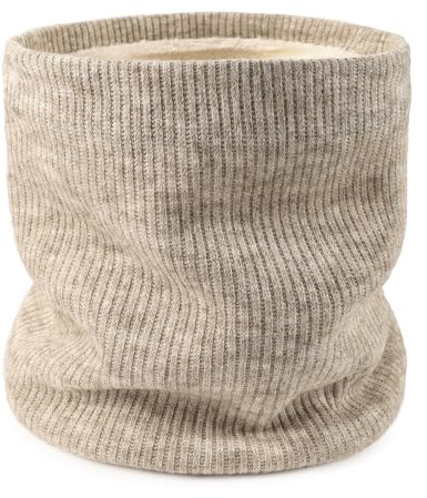 Aiphamy Unisex Fleece Lined Neck Warmer Ski Face Neck Gaiter Winter Infinity Scarf for Women Men (1, Beige)
