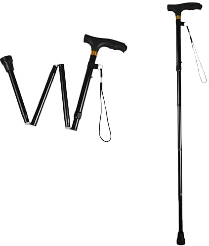BARGAIN FACTORY Black Walking Stick For Men And Women Lightweight, Adjustable, Durable & Portable