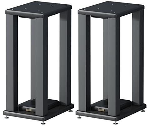 FIFOR EIN Paar Lautsprecherständer, Stoßdämpfer-Audiohalterung, 19,7-31,5-Zoll-Boden-Center-Lautsprecher-Rack, Bücherregal-/Studiomonitorständer (Color : Black, Size : 30 * 35 * 60cm)