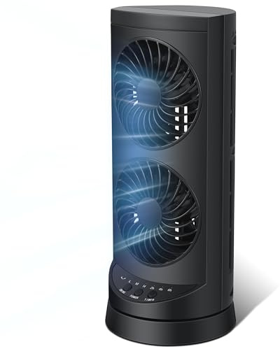 KopBeau Tornfläkt, 106 cm oscillerande kylfläkt med fjärrkontroll, kraftfull bladlös tyst fläkt, 3 lägen, inbyggd 7-timmars timer och LED-display, fläkt