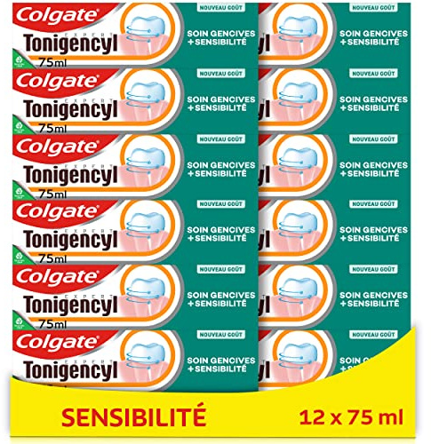 Colgate TONIGENCYL - Dentifrice Expert Plus Sensibilité - Protège les Gencives - Aide à Soulager les Dents Sensibles - Lot de 12 Tubes de Dentifrice de 75mL
