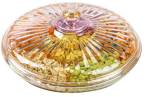 Plateau créatif multifonction en acrylique avec couvercle, plats de service pour fruits secs, noix, bonbons, fruits, 6 compartiments (ambre)