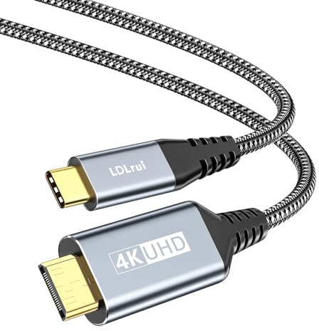 LDLrui Cavo da USB C a Mini HDMI, 1,5 m (non HDMI), 4K a 60Hz/2K/1080P tipo C a Mini HDMI 2.0 HDR cavo per laptop, MacBook, ROG Ally, iPhone 15 Series, Galaxy S Series, Steam Deck a monitor portatile