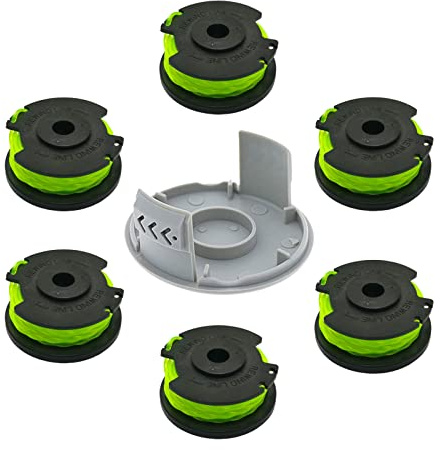 Bobine de fil de rechange pour débroussailleuse Ryobi RAC142 36 V, pour débroussailleuse RLT36B33 & RY36LT33A-0, 2 mm x 6,1 m (6 bobines + 1 capuchon)