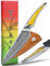 SANMUZUO Coltello Multiuso da 13CM, coltello da cucina in acciaio damasco giapponese VG-10, coltello da frutta ultra affilato con impugnatura a codolo intero in resina Giallo, serie LA-S9