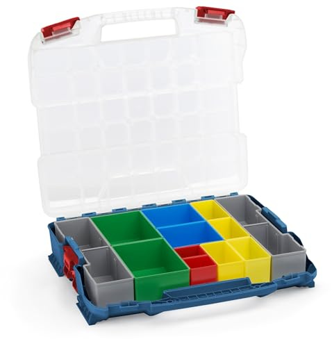 W-BOXX 102 professional blau | Sortimentskasten L-Case | Schraubenbox Aufbewahrung mit transparentem Deckel | Kleinteilemagazin Alternative | von L-BOXX