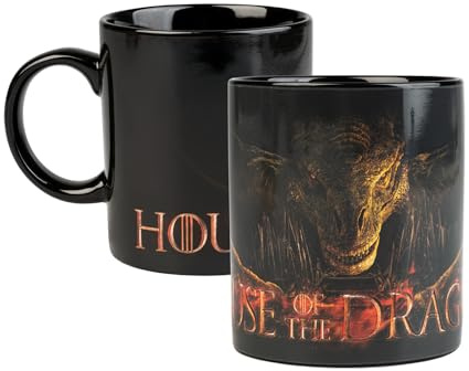 Grupo Erik värmeväxlande mugg - drakens hus gåvor | 350 ml, kaffemugg te, coola muggar | Game of Thrones varor