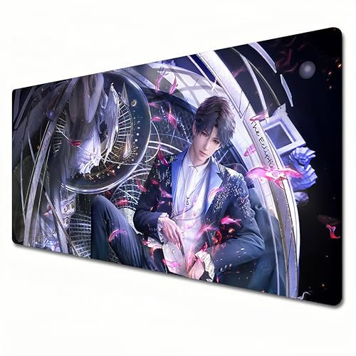 Odrys Love and Deepspace Gaming-Mauspad, Anime, XL, 800 x 300 cm, genähte Kanten, Büro-Schreibtischmatte, groß, wasserdicht, rutschfest (A21, XL, Schwarz)