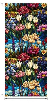 Sichtschutzfolie Fenster Bunte Blumen Sonnenschutzfolie Fenster,Sichtschutz Fensterfolie,Durchsichtig Thermofolie Fenster Gegen Hitze,Milchglasfolie Statisch Haftend