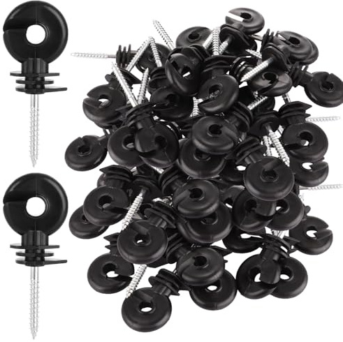 LDXDRU 100 Pack Electric Fence Insulators, 90mm | Wood Post Insulator Wire Mesh Ring Insulator for Rope Wire Garden Farm