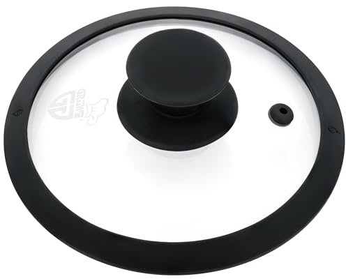 GRÄWE Glasdeckel 16 cm. Hitzebeständig bis 220°C, Spülmaschinengeeignet, Glasdeckel mit Schwarzem Silikonrand, Universeller Topfdeckel für Töpfe und Pfannen, Energiesparend und Kratzschutz