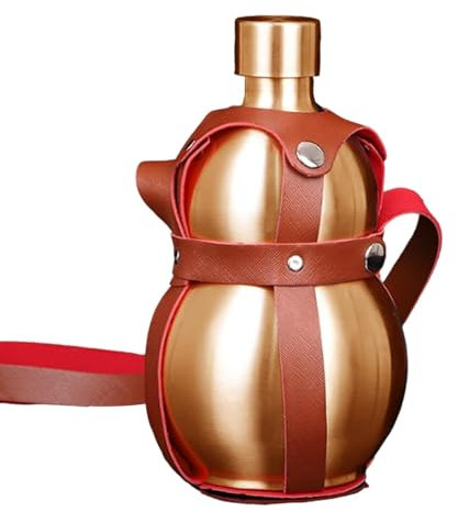 Stainless Steel Gourd Water Bottle 1500ml, Strap