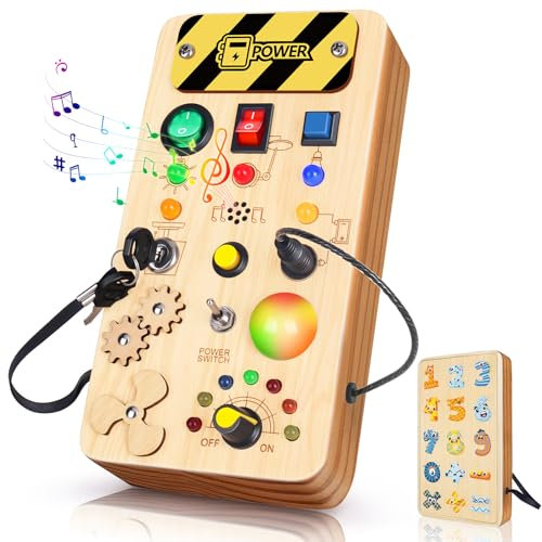 Montessori Spielzeug ab 1 2 3 Jahr, Busy Board mit Musik, Double Side Activity Board Montessori Baby Spielzeug Kinderspielzeug ab 1 Jahr, Geschenke Mädchen Jungen Holzspielzeug Motorik Haus ab 1 Jahr