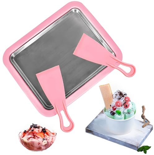 ACTOYS Ice Cream Rolls Machine, Piastra Fredda Per Gelato, Macchina per Gelato con 2 Spatole, Rolled Ice Cream Maker, Creatore di Gelato Istantaneo per Sorbetto, Yogurt Congelato (Rosa)