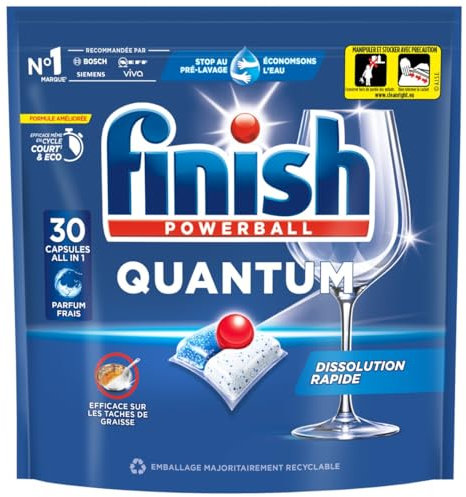 Finish Quantum Pastilles Lave-Vaisselle, Elimine Les Taches Tenaces, 30 Capsules - lot de 7