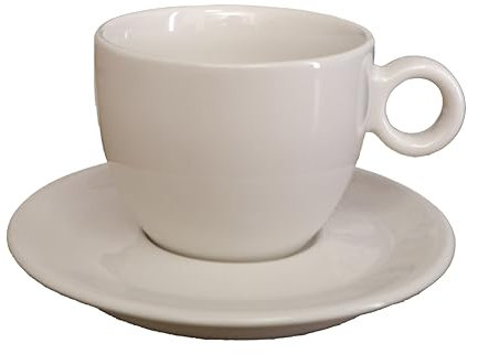 CER-POR Set tazze cappuccino con piattino in porcellana turca – Tazze da cappuccino eleganti e resistenti, stile minimal, vendute in set da 2 – Ideali per colazione, tè, latte o caffè