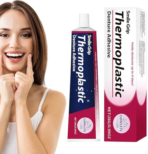 Adesivo dentario termoplastico, adesivo per impugnatura da protezione 28g | Rinnovo morbido, migliora l'adattamento della protesi, colla per denti termoplastici per adulti donne uomini quotidianamente