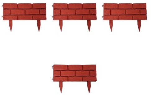 MagiDeal Lot de 4 Bordures de Jardin Imitation Pierre, Multifonctions et Flexibles, pour parterres de Fleurs, allées, trottoirs, pelouses, Rouge