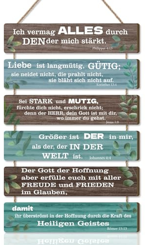 BINCUE Bibelversen Wandkunst,Insirierende Christliche Wanddeko,Religiöse Motivierend Holzschild,Psalmen Schrift Holz Bibelzitate Familienschild Wanddekoration für Schlafzimmer Badezimmer Wohnzimmer