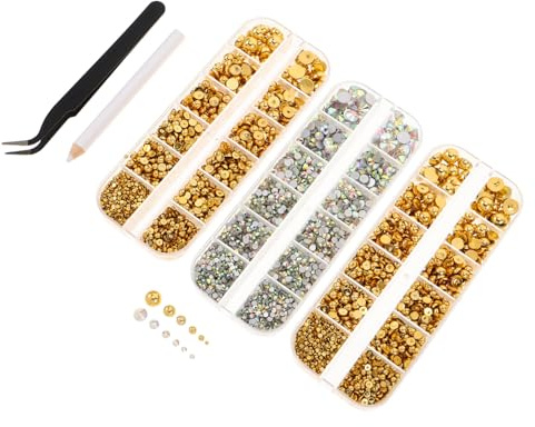 ELAYARD Kit de Decoración de Uñas DIY con Gemas y Perlas de Respaldo Plano Accesorios Acrílicos para Diseño de Uñas Conjunto Completo con Caja para Manicura Creativa