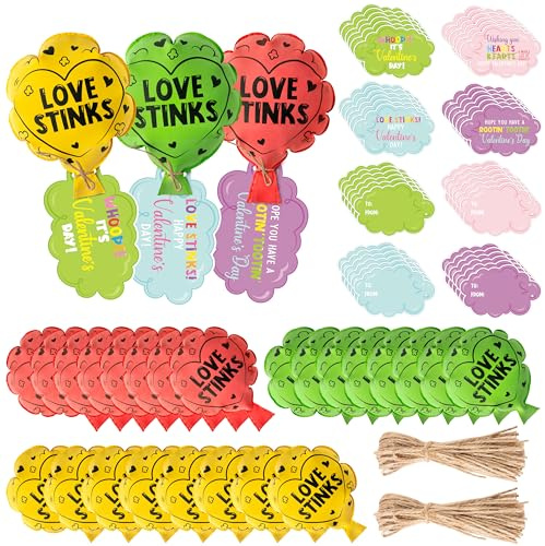CPicdn 24 Pack Valentine's Day Whoopee Cushions Card Set, Love Stinks Whoopee Cushion with Card, Valentine's Day Fart Prank Kit Toys Party Favors, Novelty Trick Joke Gift for Kids Adults Office Home