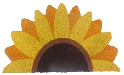 Relaxdays Fußmatte Kokos, halbrund, 80x50 cm, Türvorleger Designwahl, innen & außen, rutschfest, wetterfest, bunt