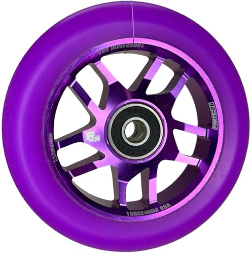 F26 Stunt Scooter Rolle, Base, 100 mm, Lila/PU Lila | mit ABEC 11 Kugellager, für Park, Street und Freestyle