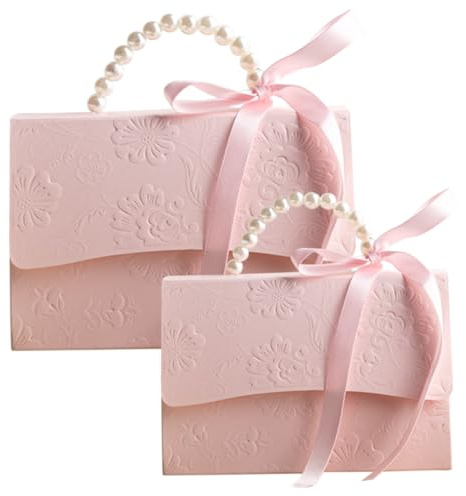 BELLIFFY Geschenkboxen 2 Stück mit Perlenkette aus Papier Leicht zu Verwenden und Praktischem Verschluss Kompakte Aufbewahrungsboxen Glatte Abgerundete Kanten für Kleine Blumensträuße