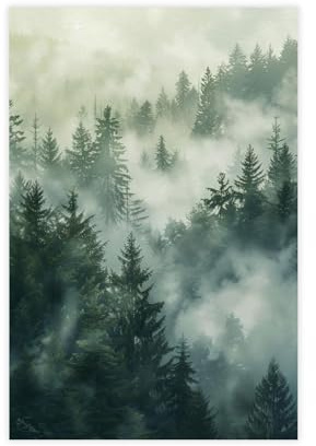QITJSGD Wandbild auf Leinwand, Motiv: Nebelwald, Schlafzimmer, Dekoration, Landschaft, Büro, Raumdekoration, Geschenk, 60 x 90 cm