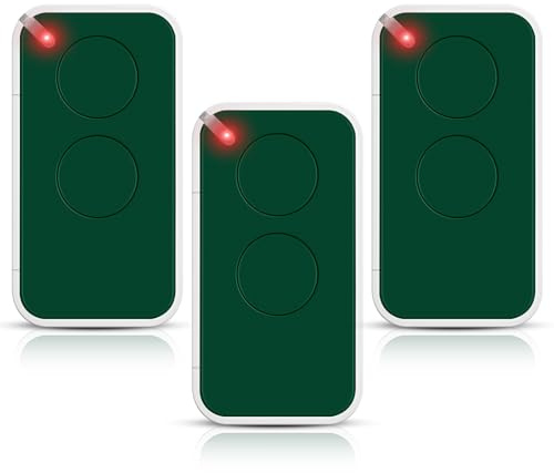 Era Inti Telecomando Cancello Universale 433.92MHz - 2 Canali, Compatibile Apricancello e Garage, Facile da Programmare, Design Compatto - 3 Pezzi Verde