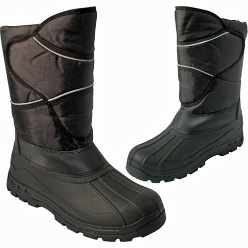 BARGAINS-GALORE Mens Snow Boots – Waterproof Mucker Thermal Wellington Boots with Fur Lining | Warm Winter Ski Outdoor (Black, 9, UK Footwear Size System, Adult, Men, Numeric, Medium, 9)