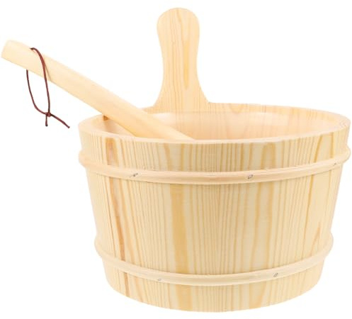 iplusmile Praktisches Sauna Holzfass Satz für Dampfbad mit Natürlichem Holz Vielseitig und Klassische Gestaltung für Saunazubehör im Freizeitbereich